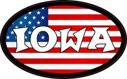 Oval American Flag Iowa Sticker