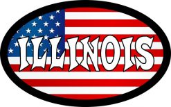 Oval US Flag Illinois Vinyl Sticker