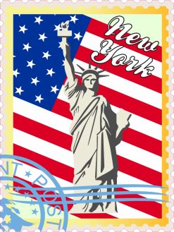 US Flag New York Stamp Vinyl Sticker