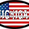 Oval US Flag Michigan Vinyl Sticker