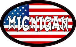 Oval US Flag Michigan Vinyl Sticker