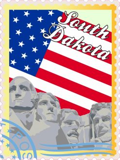 US Flag South Dakota Stamp Vinyl Sticker
