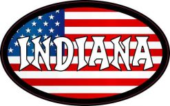 Oval American Flag Indiana Sticker