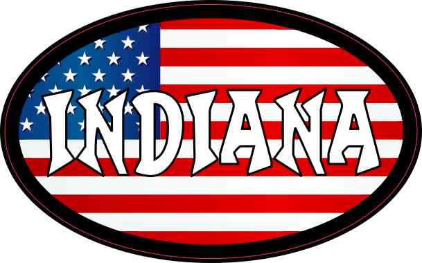 Oval American Flag Indiana Sticker