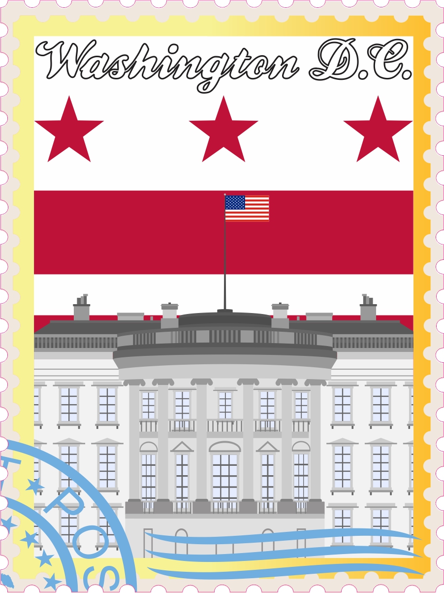 Washington DC Stamp Vinyl Sticker