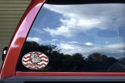 Maroon Chevron Proud Bulldog Sticker