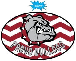 Alternative view of 6in x 4in Maroon Chevron Proud Bulldog Vinyl Mascot Sticker