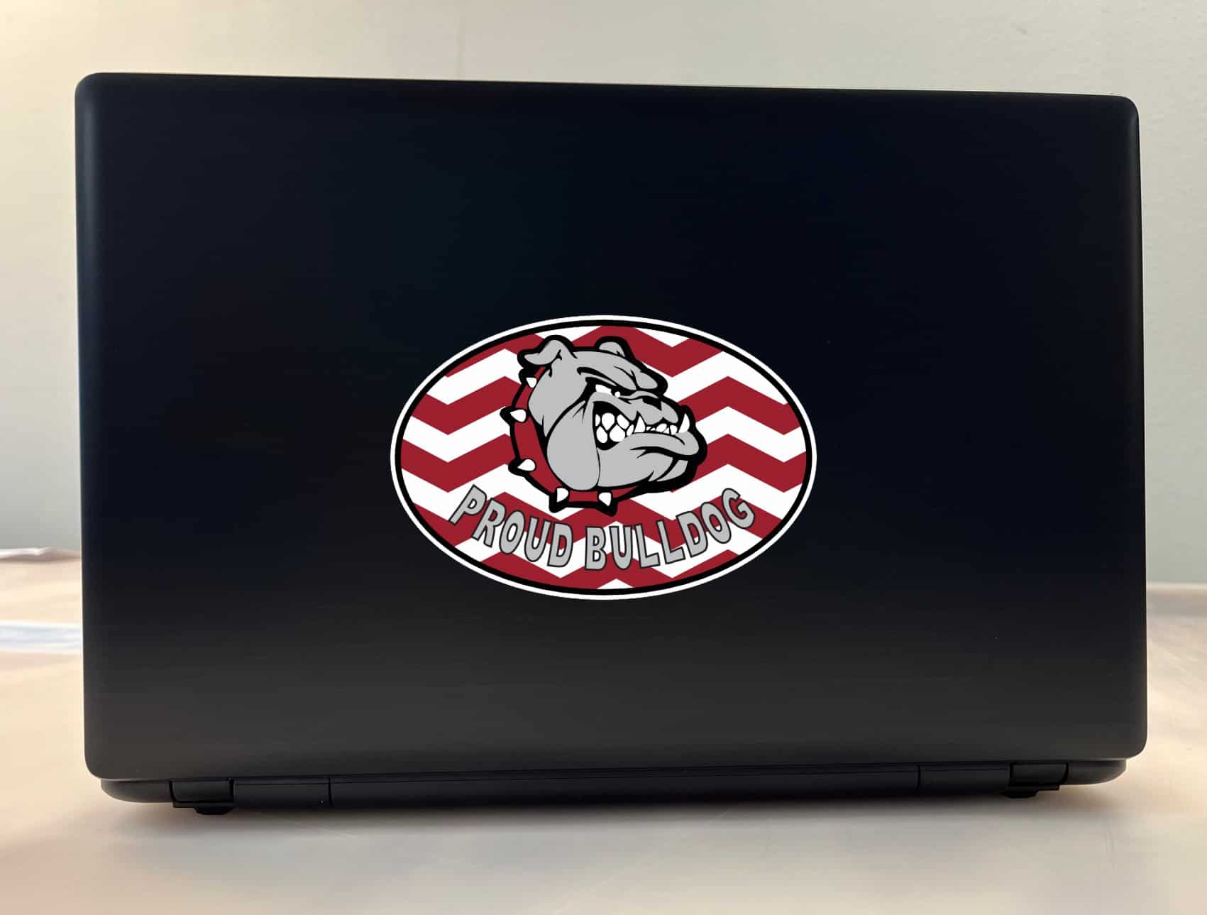 6in x 4in Maroon Chevron Proud Bulldog Vinyl Mascot Sticker - Image 3