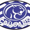 Chevron Oval Cougars Mascot Vinyl Sticker