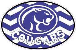 Chevron Oval Cougars Mascot Vinyl Sticker