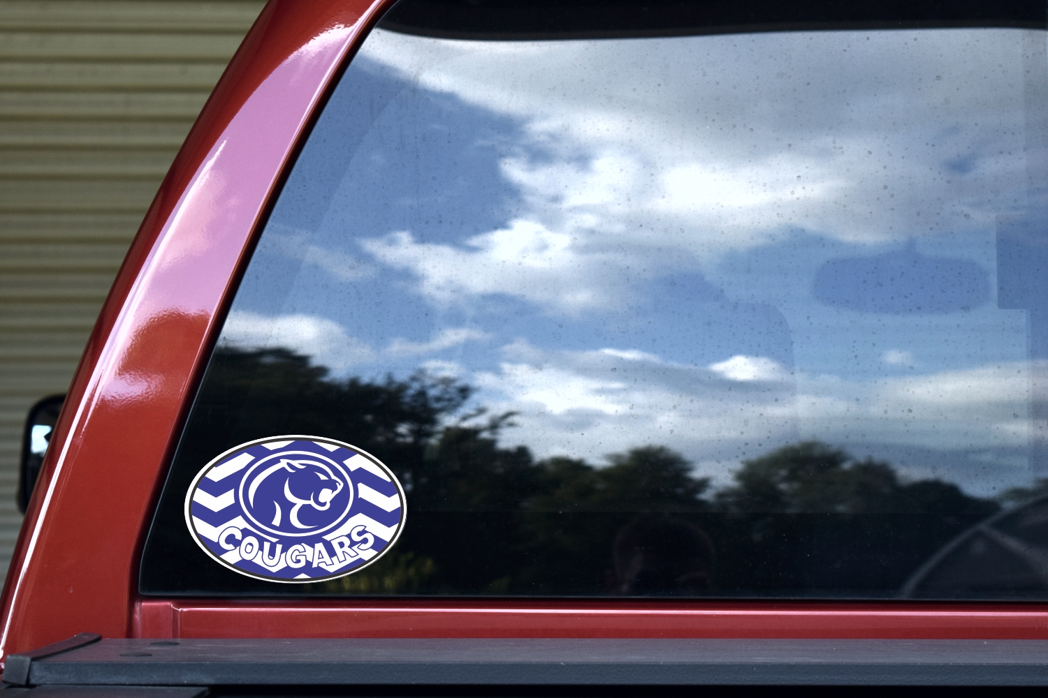 Blue White Chevron Cougars Sticker