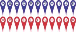 Blue and Red A-K Map Pointers