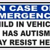 Child in Vehicle Has Autism Vinyl Sticker