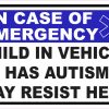 Star of Life Child in Vehicle Has Autism Vinyl Sticker