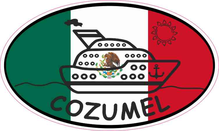 Flag Oval Cruise Ship Cozumel Sticker