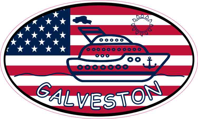 Flag Oval Cruise Ship Galveston Sticker