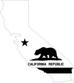 Die Cut Black and White California Flag Vinyl Sticker