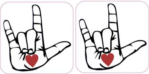 Heart Hand ASL I Love You Vinyl Stickers