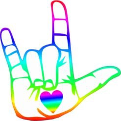 Colorful Heart Hand ASL I Love You Vinyl Sticker