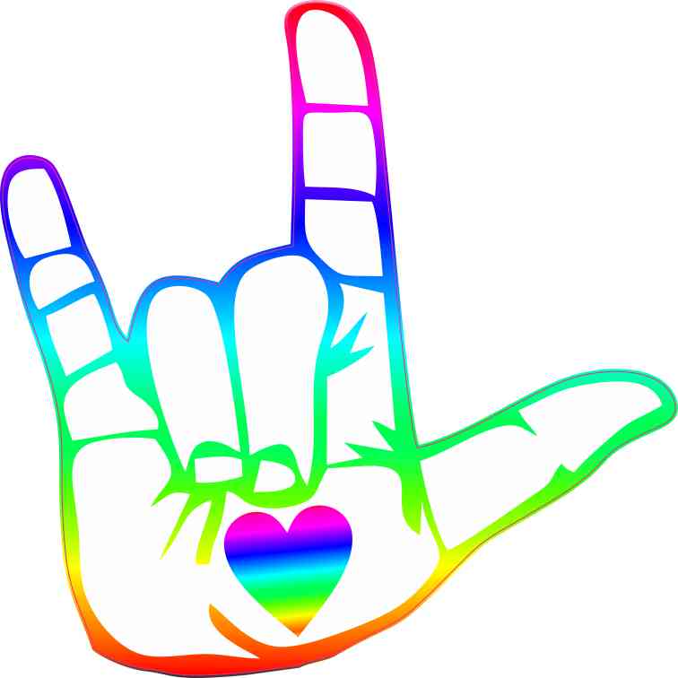 Download 5in x 5in Colorful Heart Hand ASL I Love You Vinyl Sticker ...