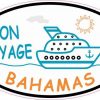 Orange and Blue Cruise Ship Oval Bahamas Vinyl Sticker