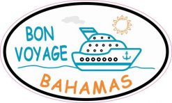 Orange and Blue Cruise Ship Oval Bahamas Vinyl Sticker