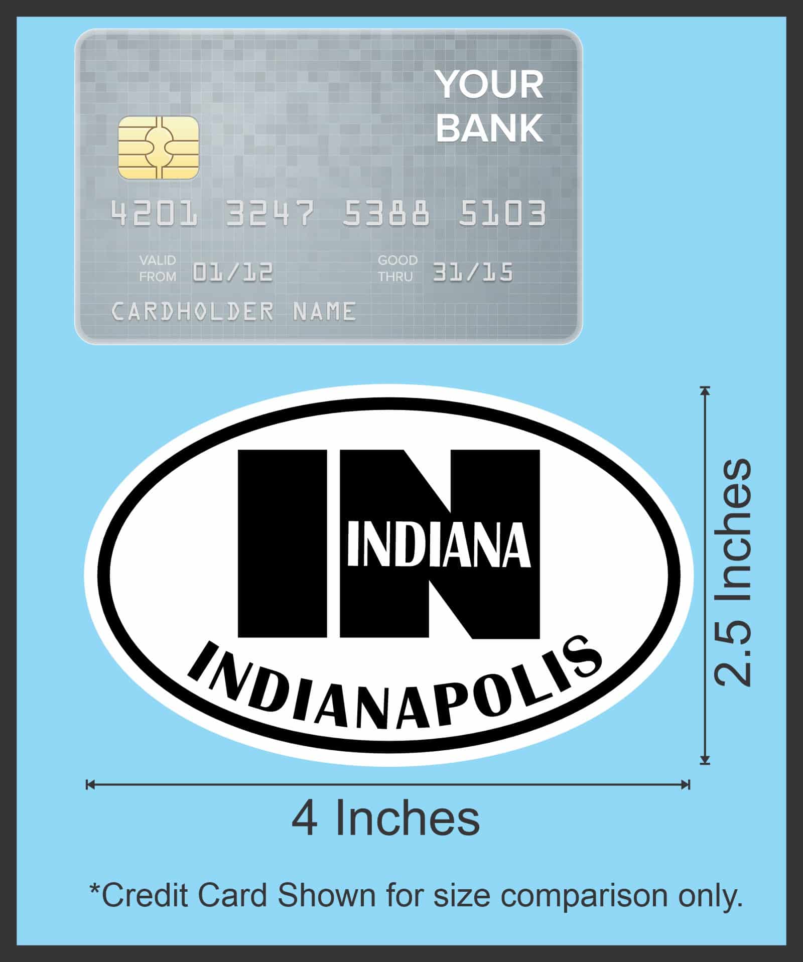 4in x 2.5in Oval IN Indianapolis Vinyl Sticker - Image 7