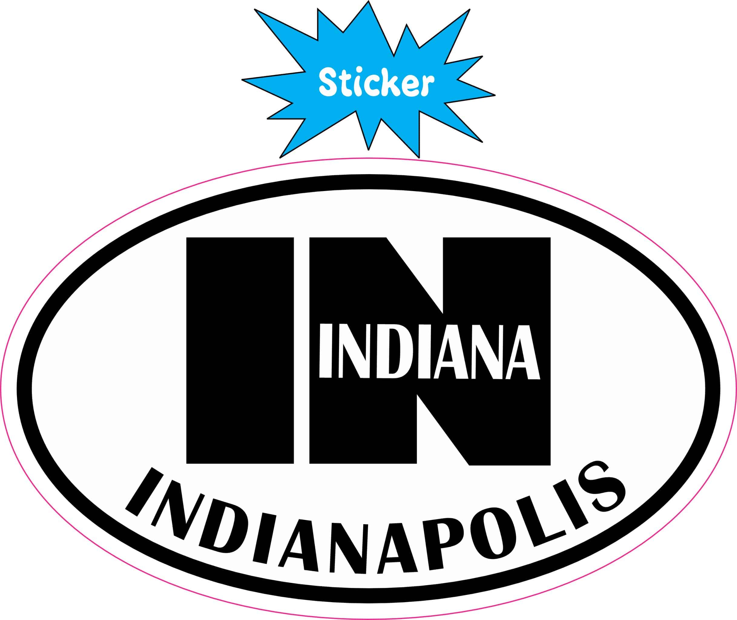 4in x 2.5in Oval IN Indianapolis Vinyl Sticker - Image 3