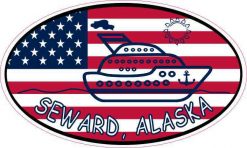 Flag Oval Cruise Ship Seward Vinyl Sticker