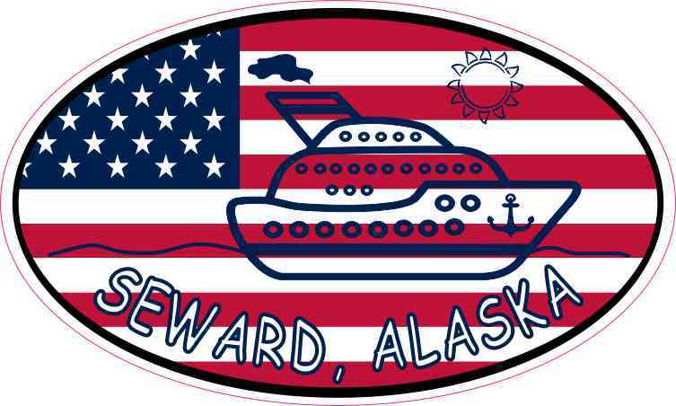Flag Oval Cruise Ship Seward Vinyl Sticker