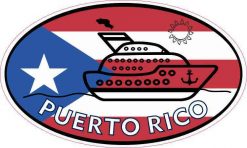 Flag Oval Cruise Ship Puerto Rico Vinyl Sticker