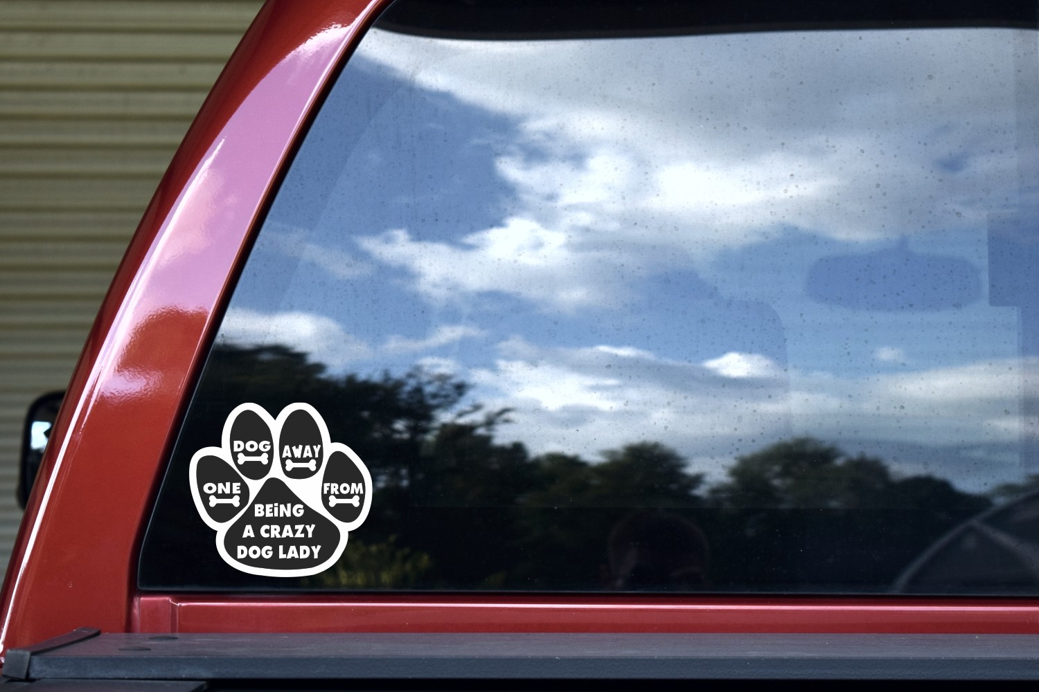 One Dog Away from Crazy Dog Lady Vinyl Sticker