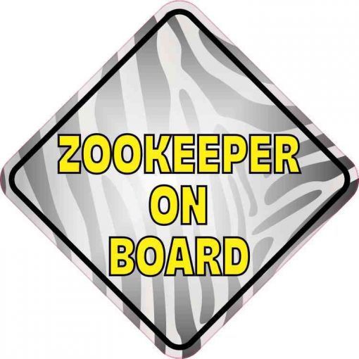 Zebra Print Zookeeper on Board Vinyl Sticker