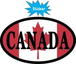 Alternative view of 4in x 2.5in Flag Oval Canada Vinyl Sticker
