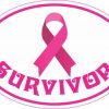 Oval Breast Cancer Survivor Vinyl Sticker