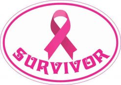 Oval Breast Cancer Survivor Vinyl Sticker