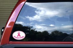 Oval Breast Cancer Survivor Vinyl Sticker