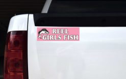 Pink Reel Girls Fish Vinyl Sticker