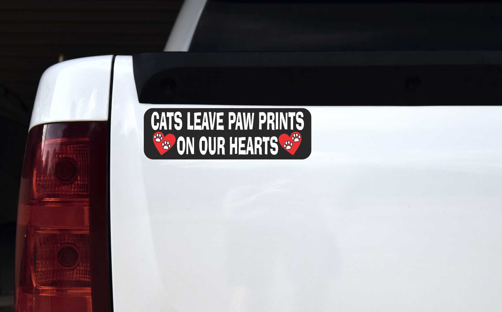 Cats Leave Paw Prints on Our Hearts Vinyl Sticker