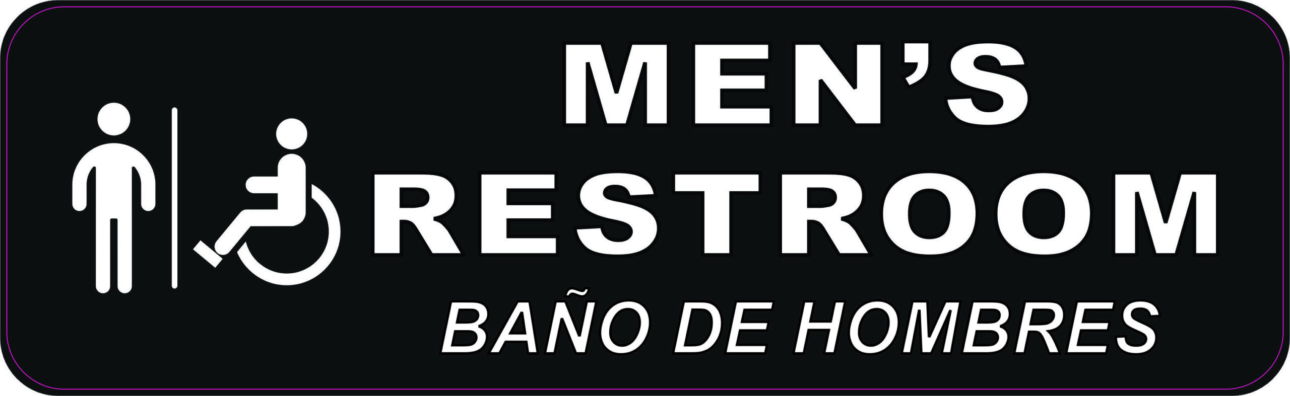 English Spanish Handicap Accessible Mens Restroom Magnet