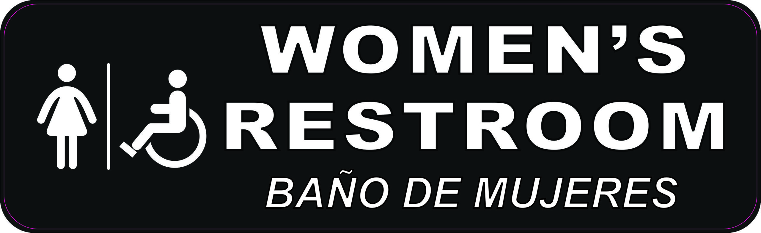 English Spanish Handicap Accessible Womens Restroom Magnet
