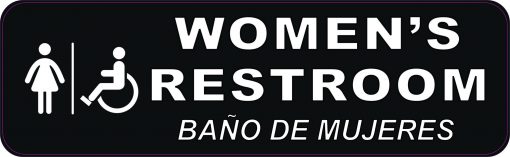 English Spanish Handicap Accessible Womens Restroom Vinyl Sticker