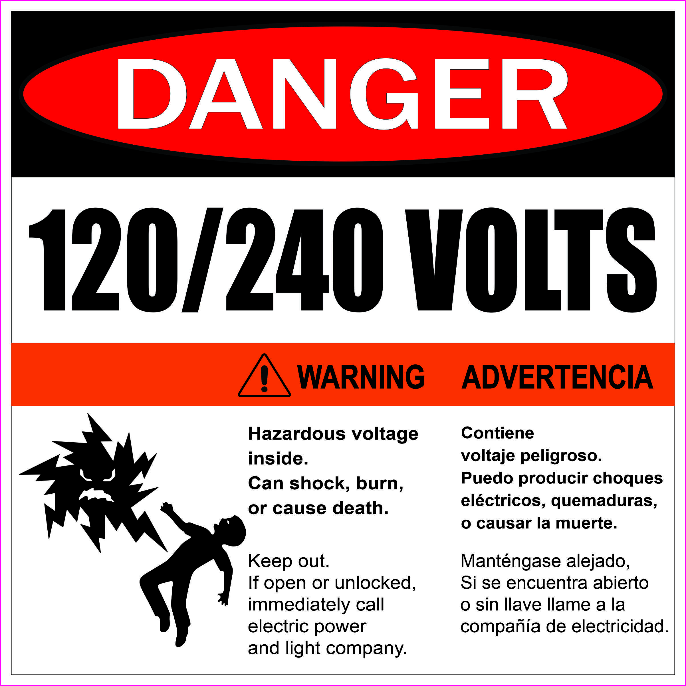 Hazardous Voltage 120/240 Volts Magnet
