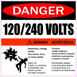 Hazardous Voltage 120/240 Volts Vinyl Sticker