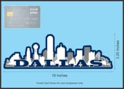 10in x 3.25in Navy Dallas Skyline Vinyl Sticker