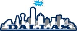 10in x 3.25in Navy Dallas Skyline Vinyl Sticker