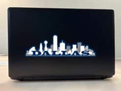 10in x 3.25in Navy Dallas Skyline Vinyl Sticker