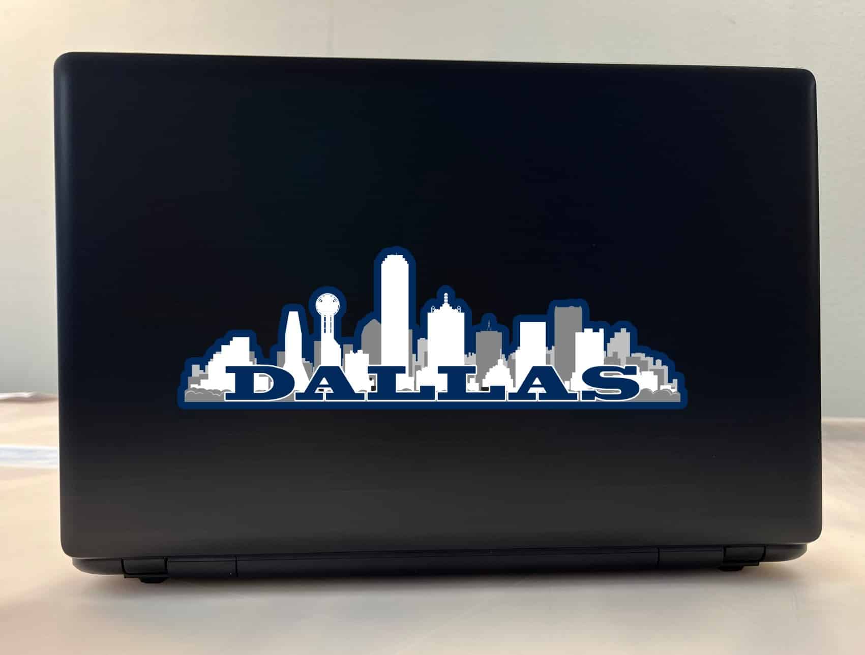 10in x 3.25in Navy Dallas Skyline Vinyl Sticker