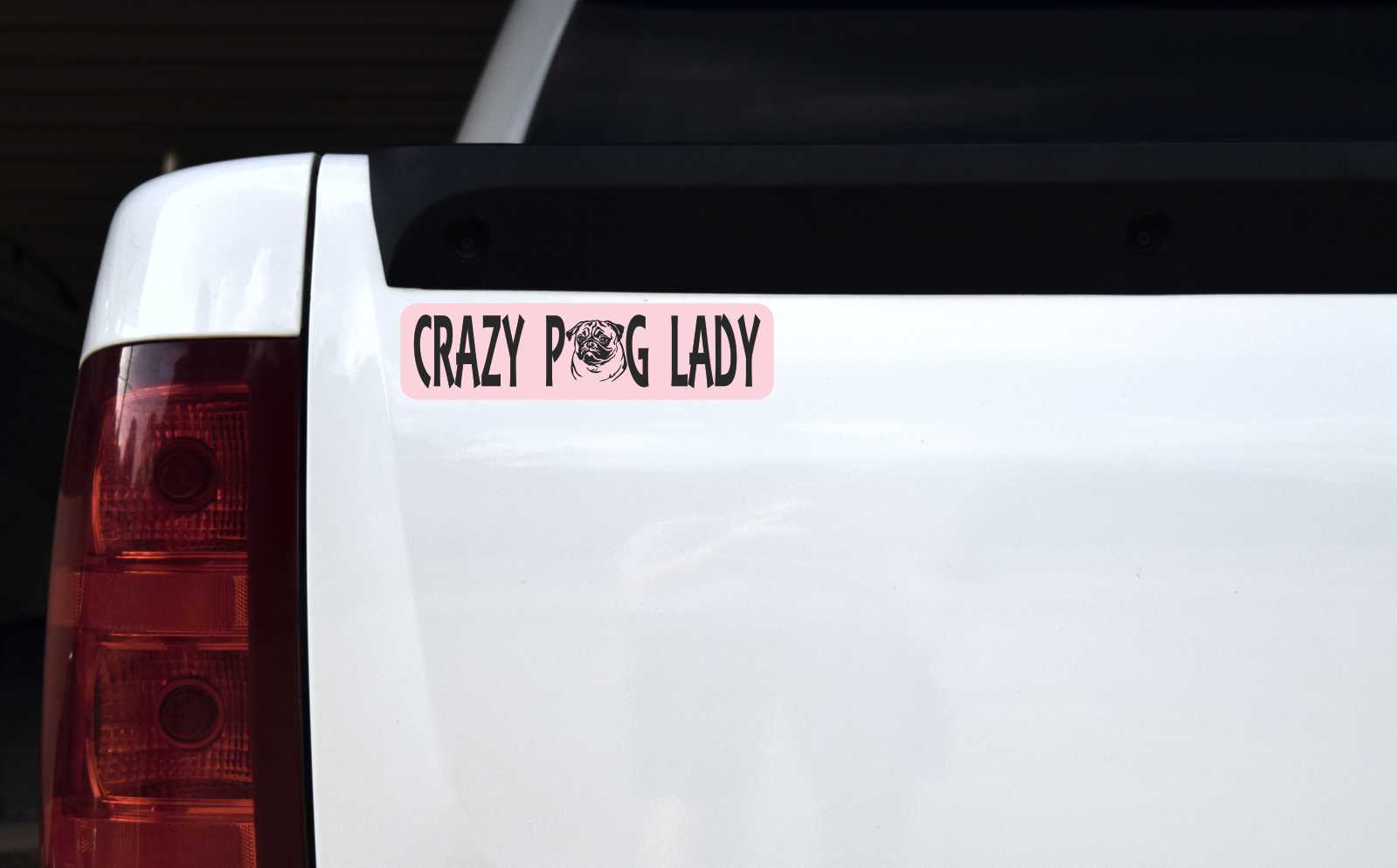 Crazy Pug Lady Vinyl Sticker