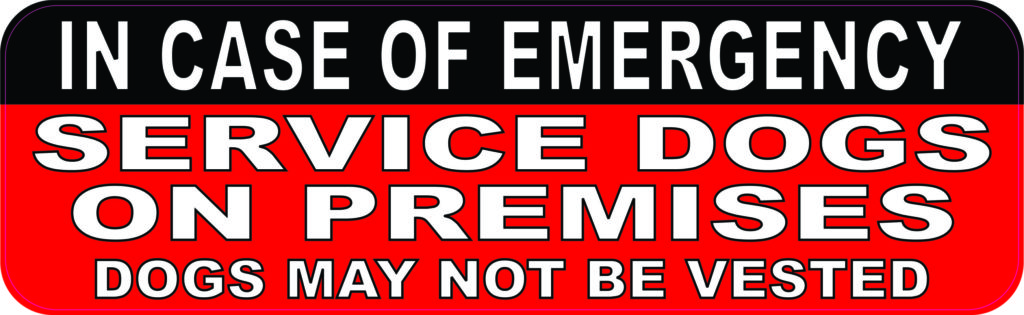 Service Dogs on Premises Vinyl Sticker
